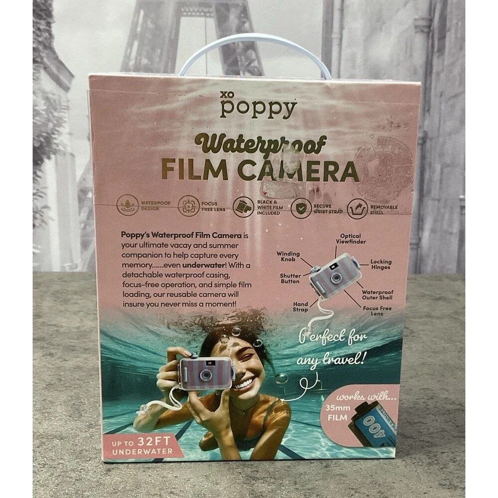 Poppy Lavender And Pink Waterproof Film Camera With Black & White Film Included